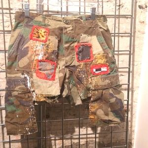 Custom Ripped Camo Shorts